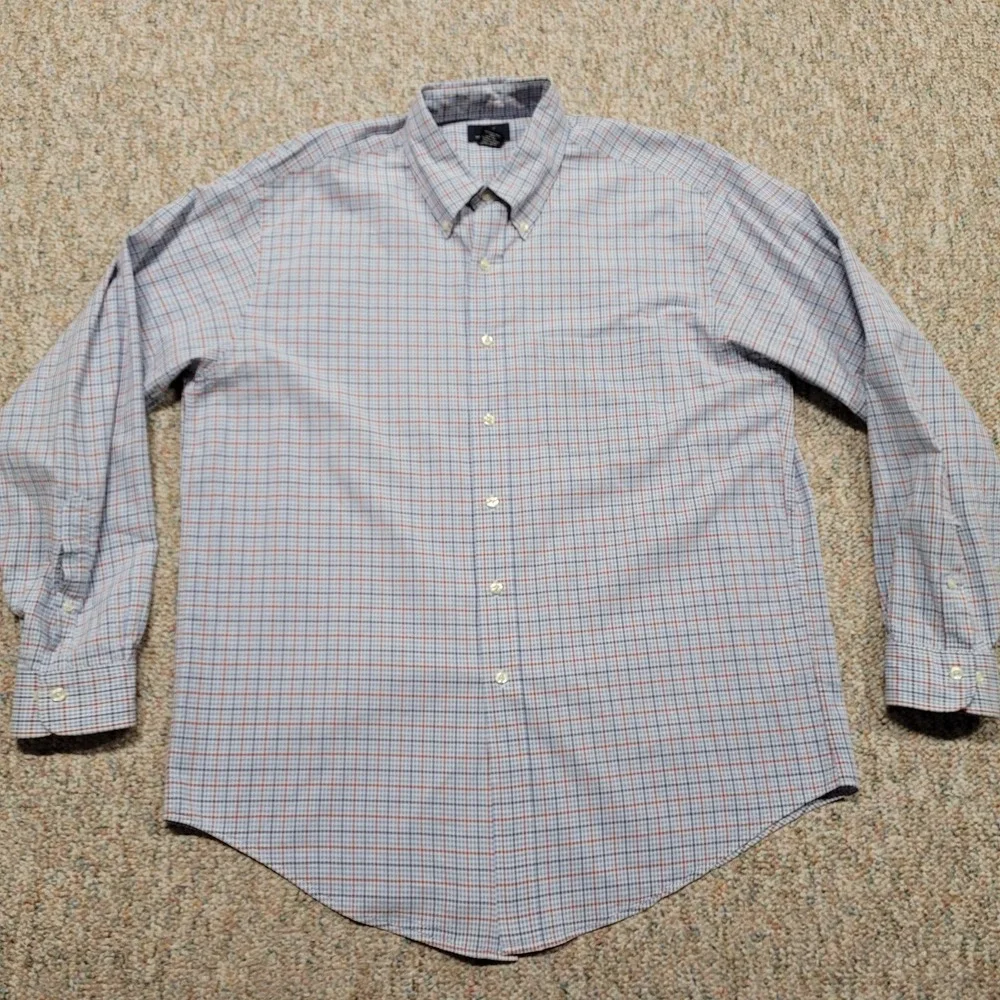 Brooks Brothers 346 Shirt Mens Large Multi Plaid Oxford Button Down Long Sleeve - Picture 1 of 13